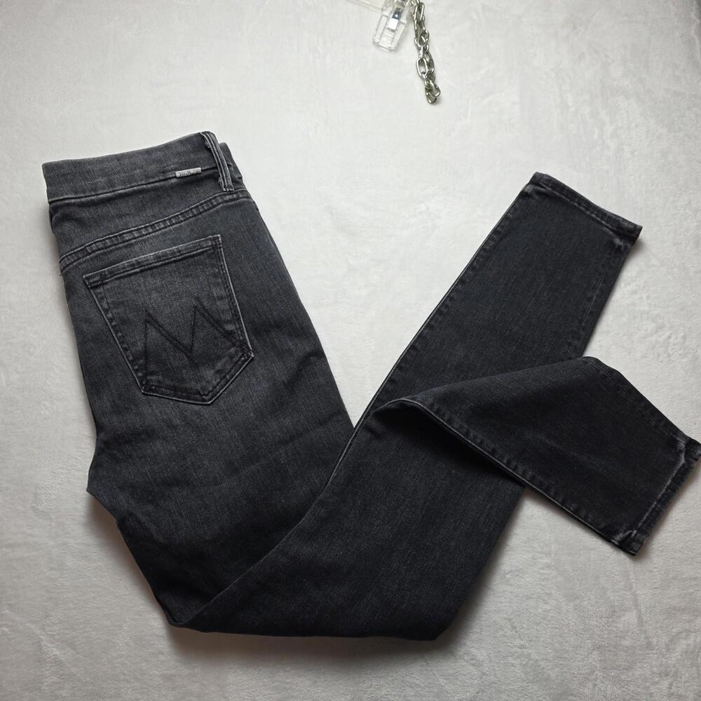 Mother The High Waisted Looker Black Wash Ankle Jeans Stealing Shadows Sz 29